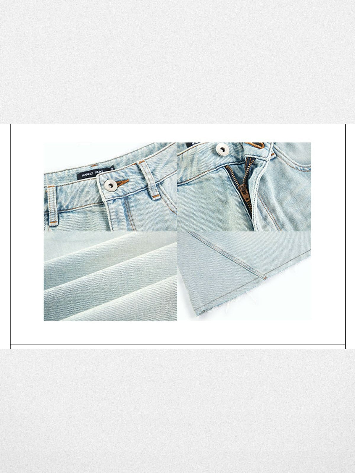 RARELY ALIKE Raw Edge A Line Cropped Jeans in Light Blue - Detail
