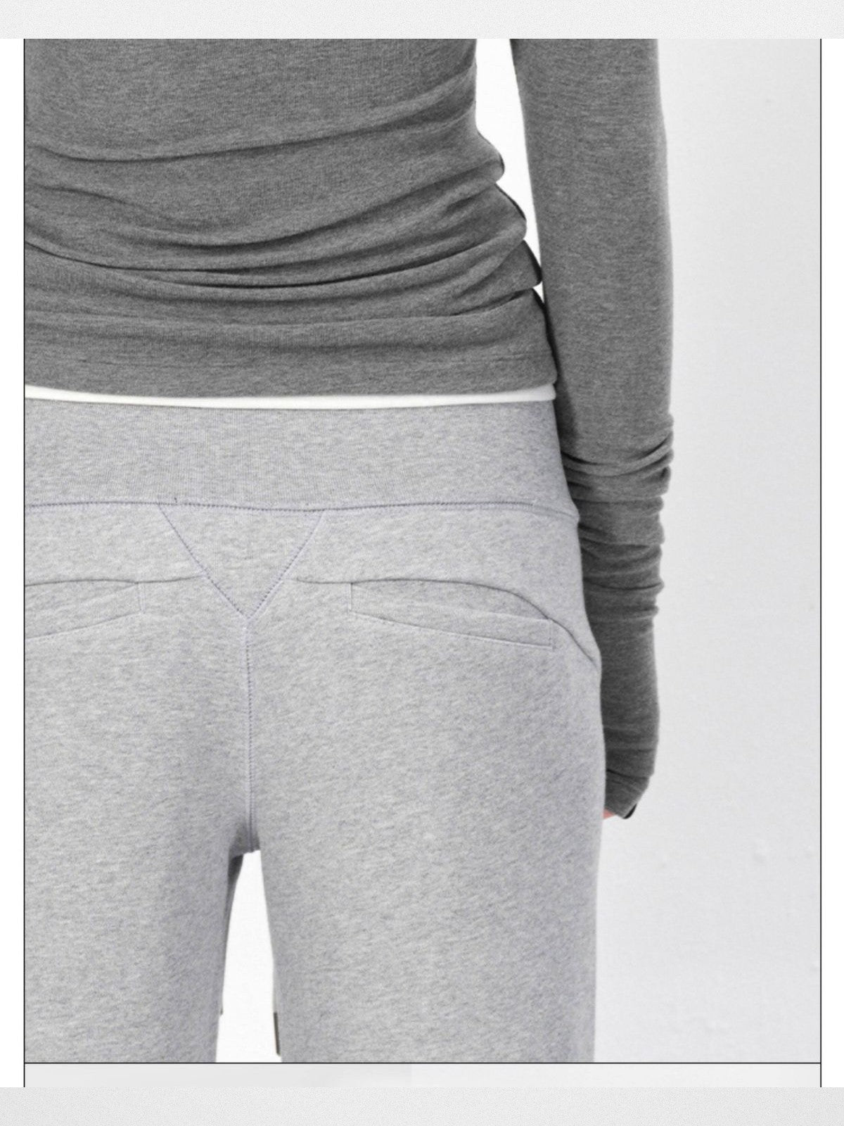 RARELY ALIKE Wide Waistband Flared Sweatpants in Gray - On Model