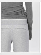 RARELY ALIKE Wide Waistband Flared Sweatpants in Gray - On Model