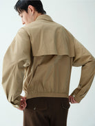 ROYA Crinkled Lyocell Blend Jacket in Beige - On Model