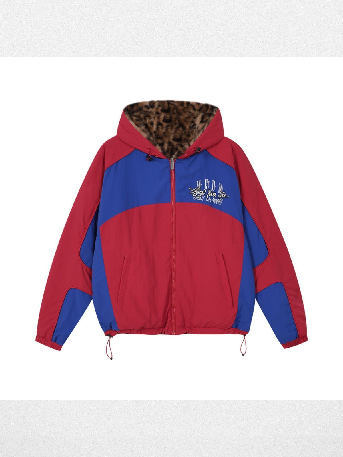 MEDM Reversible Faux Fur Hooded Jacket in Red