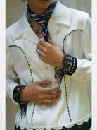 Retro21 Western Fringe Shirt Jacket in White - Detail