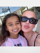 FUTURE UPDATE Chunky Y2K Square Sunglasses in Black - On Female Model