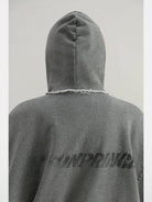 MasonPrince Distressed Graffiti Zip Hoodie in Gray - On Model