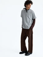 Nans 260g Combed Cotton Crew Neck Tee in Gray - On Model