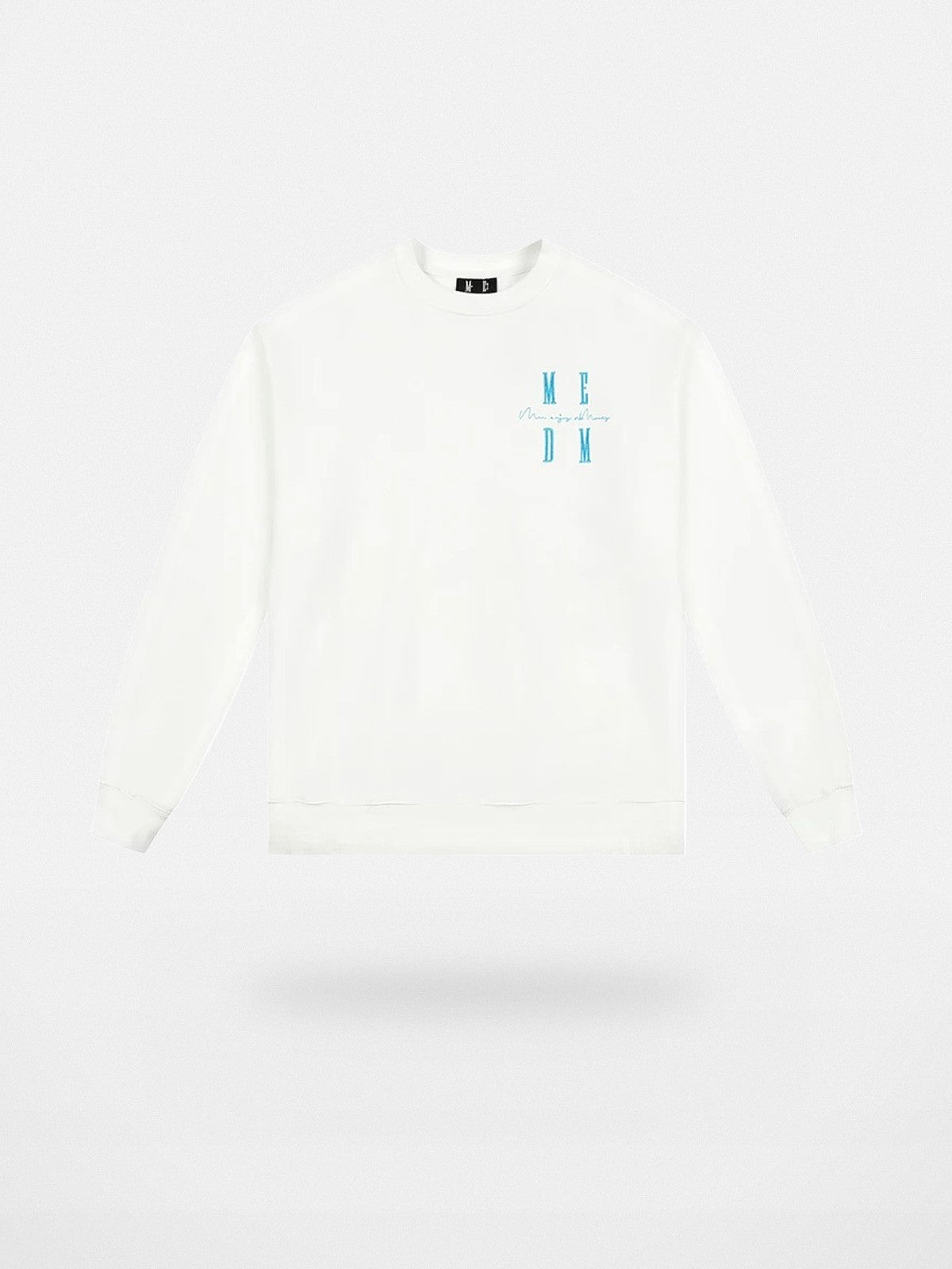 MEDM Oversized Logo Crewneck Sweatshirt in White