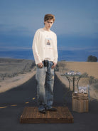 SOD Keanu Graphic Waffle Knit Top in White - On Model