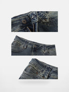 ARISEISM Distressed Micro Flare Jeans in Blue