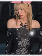 CFIERCE Rabbit Skull Necklace in Black - On Model