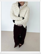 RARELY ALIKE Detachable Hood Down Puffer in White - On Model