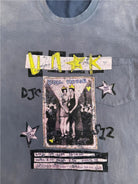 UNKNOWNWORLD Sun Faded Distressed Graphic T Shirt in Denim - Detail