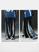 LOSTCTRL Deconstructed Zip Split Pants in Black - On Model