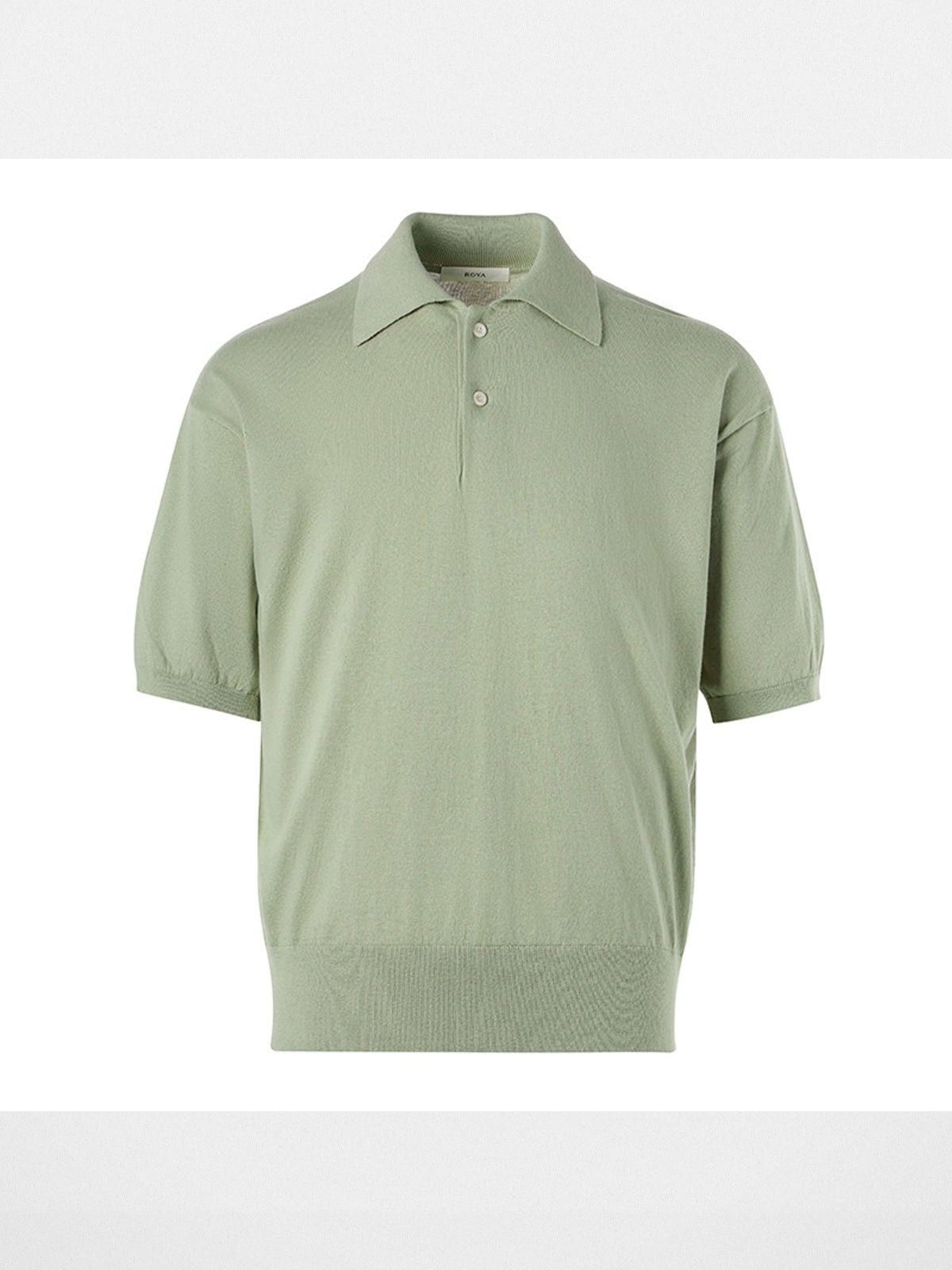 Roya Cotton Cashmere Knit Polo in Mint