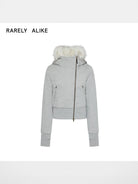 RARELY ALIKE Asymmetrical Plush Lined Jacket in Gray