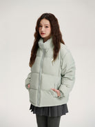 LOSTCTRL Teflon Coated Duck Down Puffer in Mint - On Model