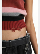 MASONPRINCE Distressed Striped Cotton Vest in Blue