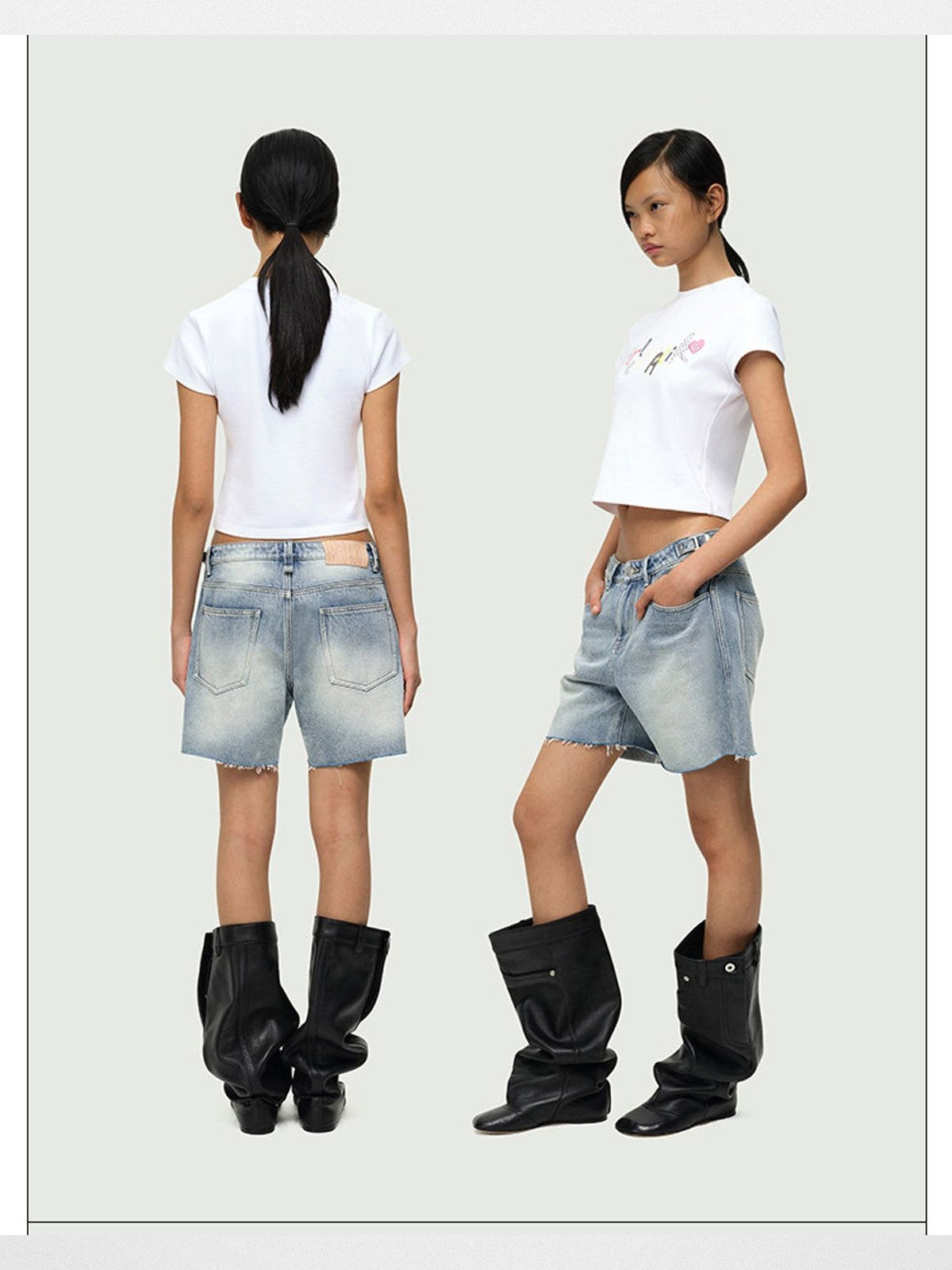 RARELY ALIKE Rhinestone Graphic T Shirt in White - On Model