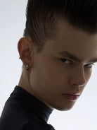 BLACKHEAD Two Tone Chocolate Block Ear Cuff in Gray - On Male Model