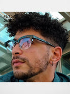FUTURE UPDATE N6 Semi Rimless Browline Sunglasses in Black - On Model