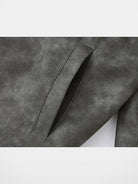 Y OFFICIAL Cropped Matte Faux Leather Jacket in Gray - Detail