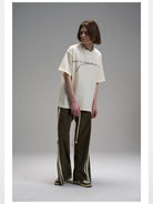 LOSTCTRL Withered Letters Heavyweight T Shirt in Cream - On Model