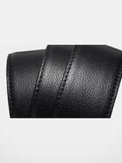 WANLIMA Cowhide Leather Metal Buckle Belt in Black - Detail