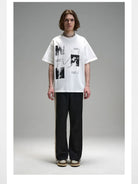 LOSTCTRL Heavyweight Washed Cotton Graphic Tee in White - On Model