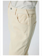 Simple Project Cuffed Corduroy Boot Cut Trousers in White - Detail