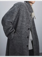 NANS Double Faced Wool Rabbit Hair Coat in Gray