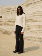 Retro 21 Hollow Knit Wool Mohair Sweater in White - Lifestyle