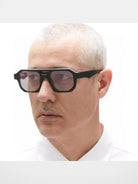 FUTURE UPDATE Geometric Double Bridge Sunglasses in Gray - On Model