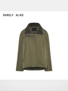RARELY ALIKE Fleece Lined Technical Hooded Jacket in Olive