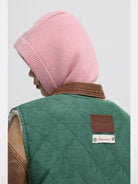 MASONPRINCE Reversible Sherpa Corduroy Vest in Green - On Female Model #color_green