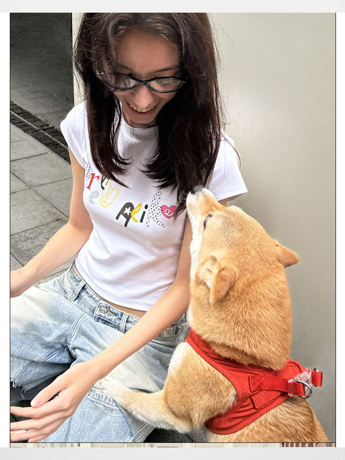 RARELY ALIKE Rhinestone Graphic T Shirt in White - Lifestyle