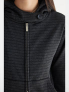 THELIGHT OFFICIAL Striped Zip Up Hoodie in Gray - On Model