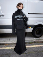 RARELY ALIKE Living Offline Embroidered Fleece Hoodie in Black - Lifestyle