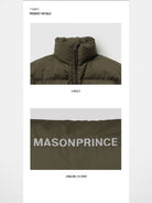 MasonPrince Cropped Down Puffer Jacket in Olive - Detail
