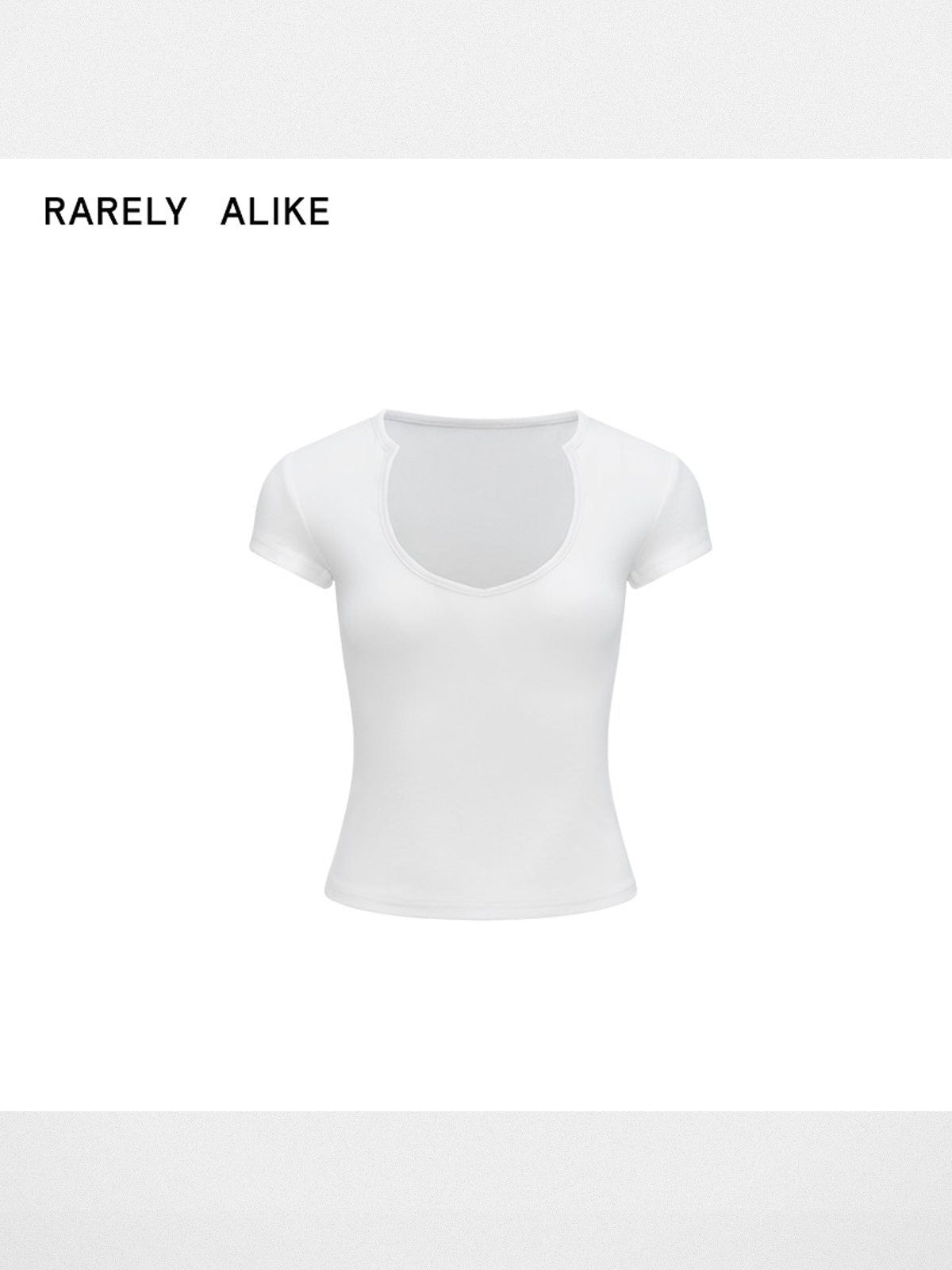 RARELY ALIKE Cup Neck Fitted T Shirt in White