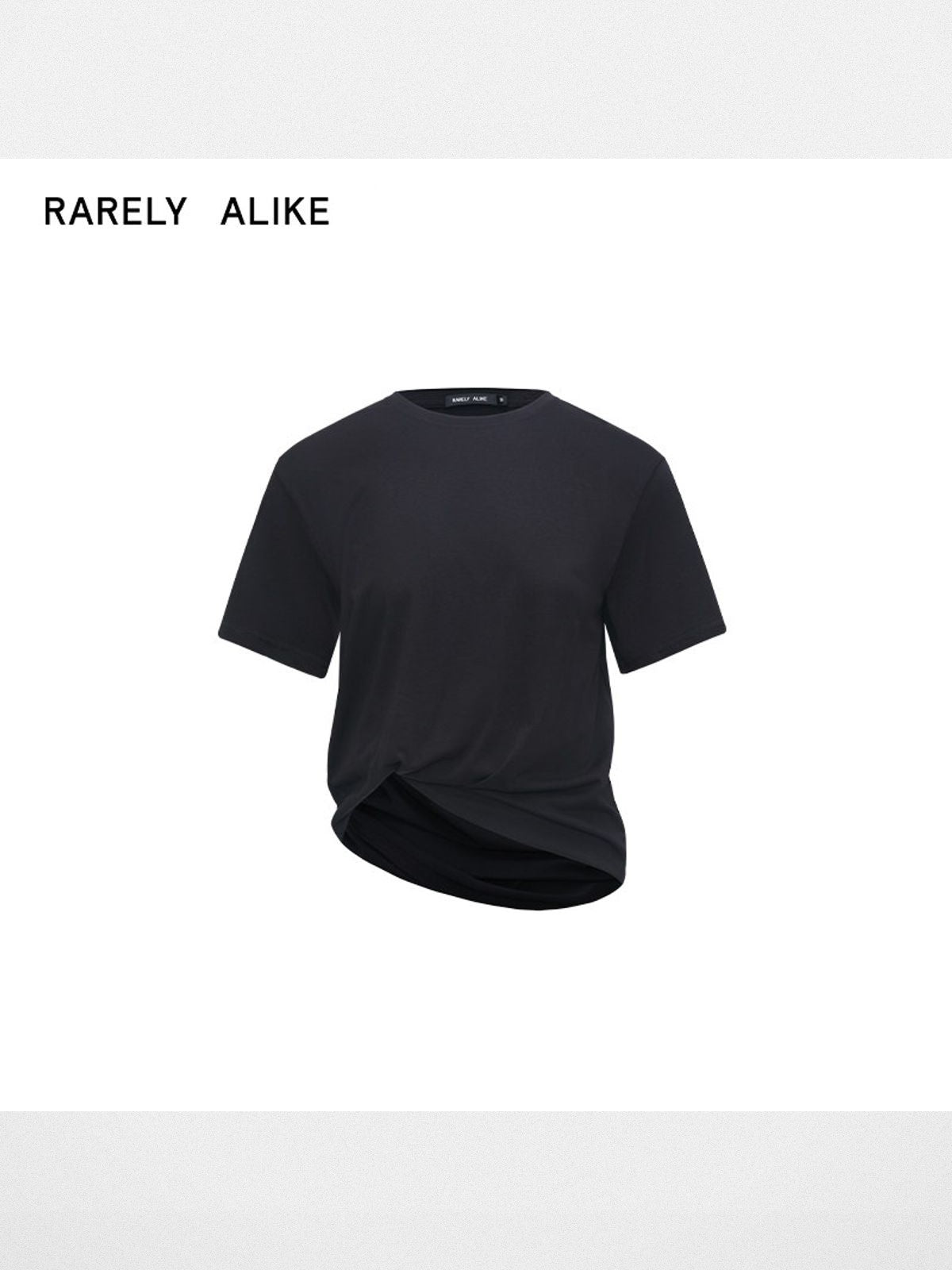 RARELY ALIKE Twisted Hem Cotton Silk Blend Tee in Black