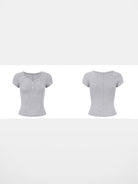 Ariseism Ribbed Knit Henley Tee in Gray