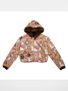 CFIERCE Reversible Cat Print Faux Fur Jacket in Beige