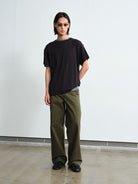 ROYA Center Seam Modal Cotton T Shirt in Black - On Model