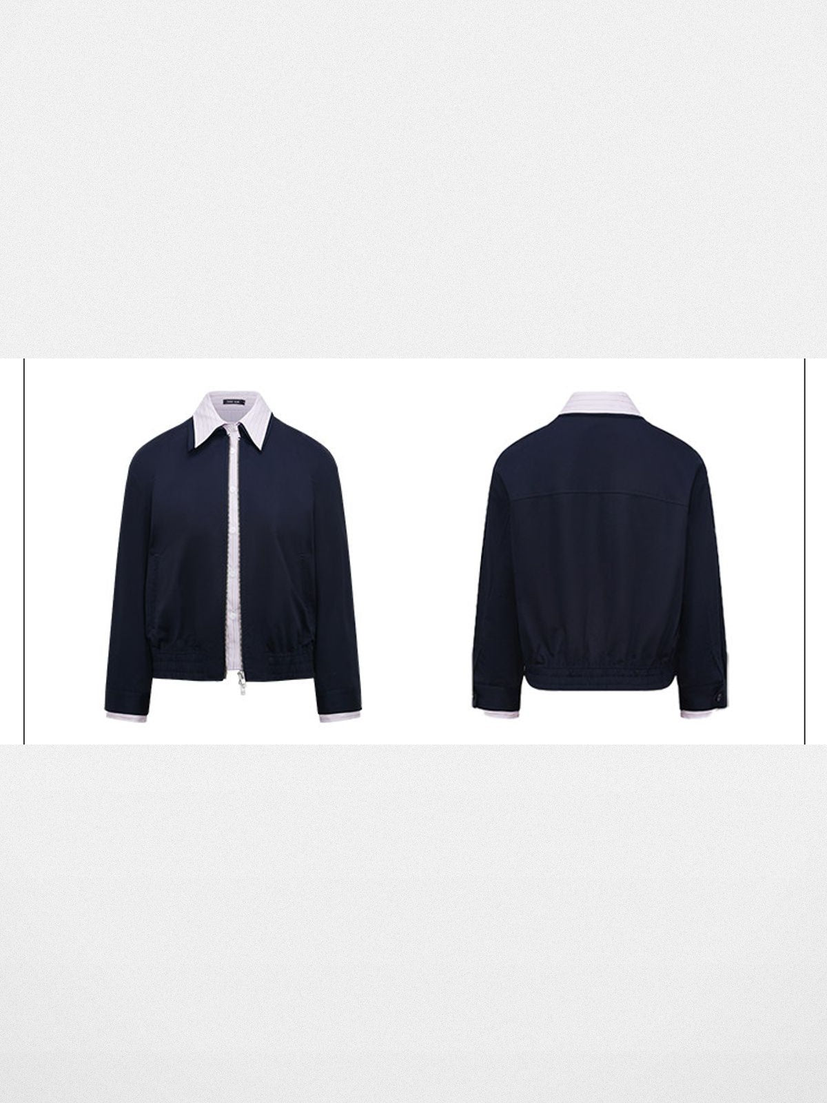 RARELY ALIKE Mock Layered Cotton Jacket in Navy Blue
