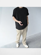 Roolrren Homme Heavyweight Austrian Modal T Shirt in Black - On Model