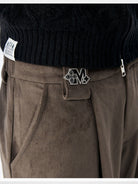 MEDM Wide Leg Corduroy Parachute Pants in Beige - Detail