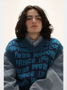 MASONPRINCE Embossed Pattern Wool Blend Vest in Green