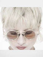 FUTURE UPDATE Deconstructed Round Frame Sunglasses in White - On Female Model