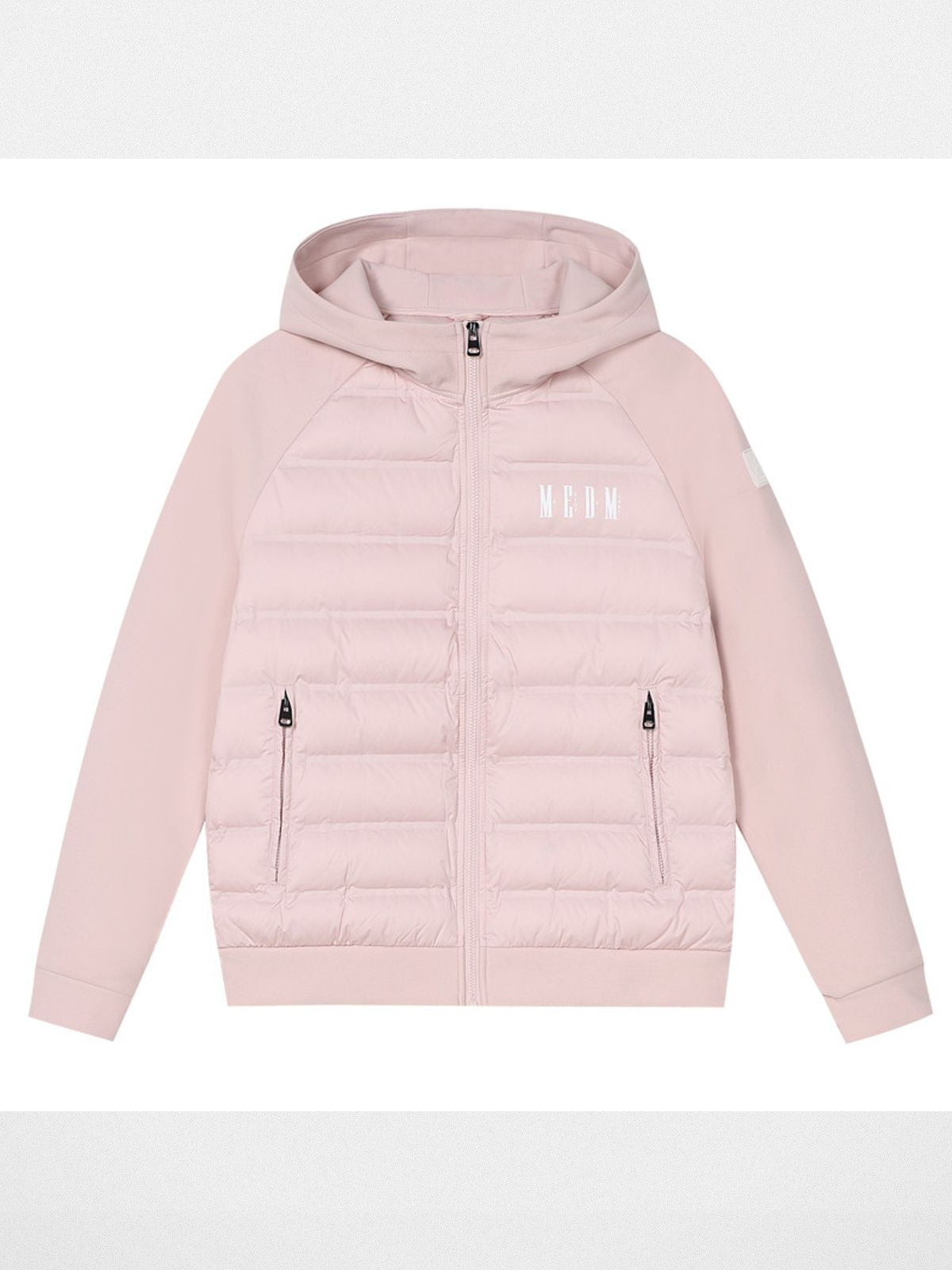 MEDM Hooded Goose Down Raglan Puffer in Pink
