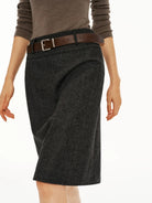 PUKI Reversible Wool Blend Midi Skirt in Gray - On Model