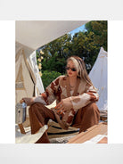 BeerBro Oversized Camo Knit Sweater in Beige